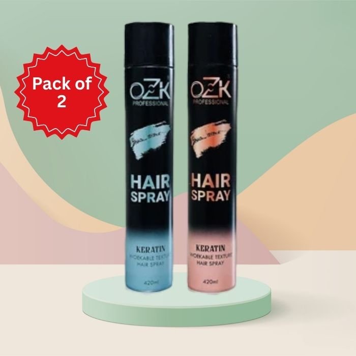 Premium OZK Professional Keratin Hair Spray – Pack of 2