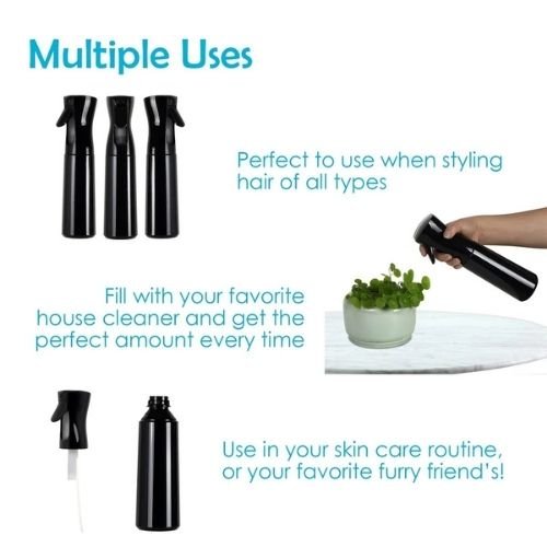 Pack of 2 Continuous Spray Bottles 300ml Each - Black - Image 4
