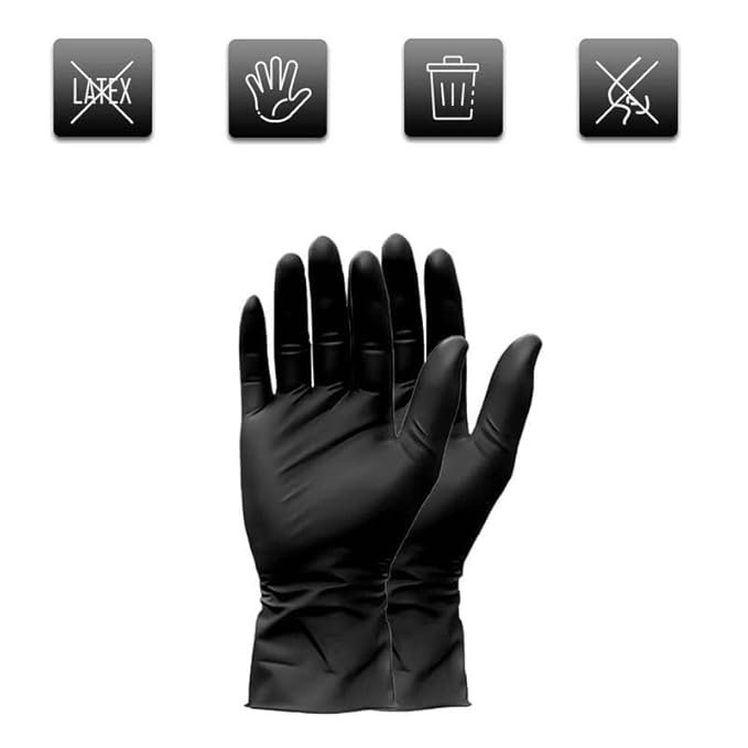 IP Grade Black Nitrile Disposable Gloves (80pcs) - Image 4