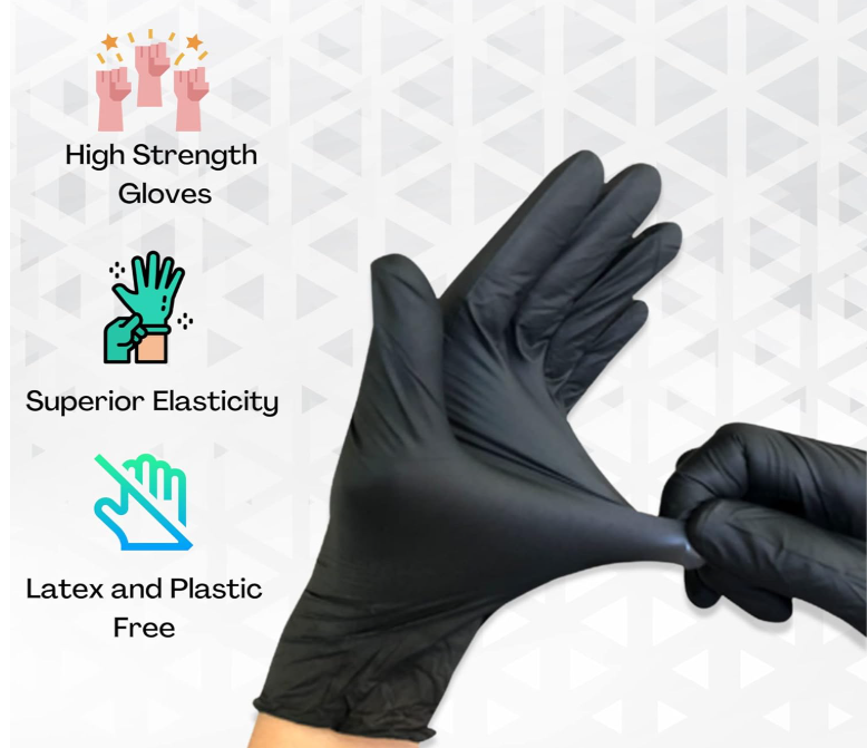 IP Grade Black Nitrile Disposable Gloves (80pcs) - Image 6